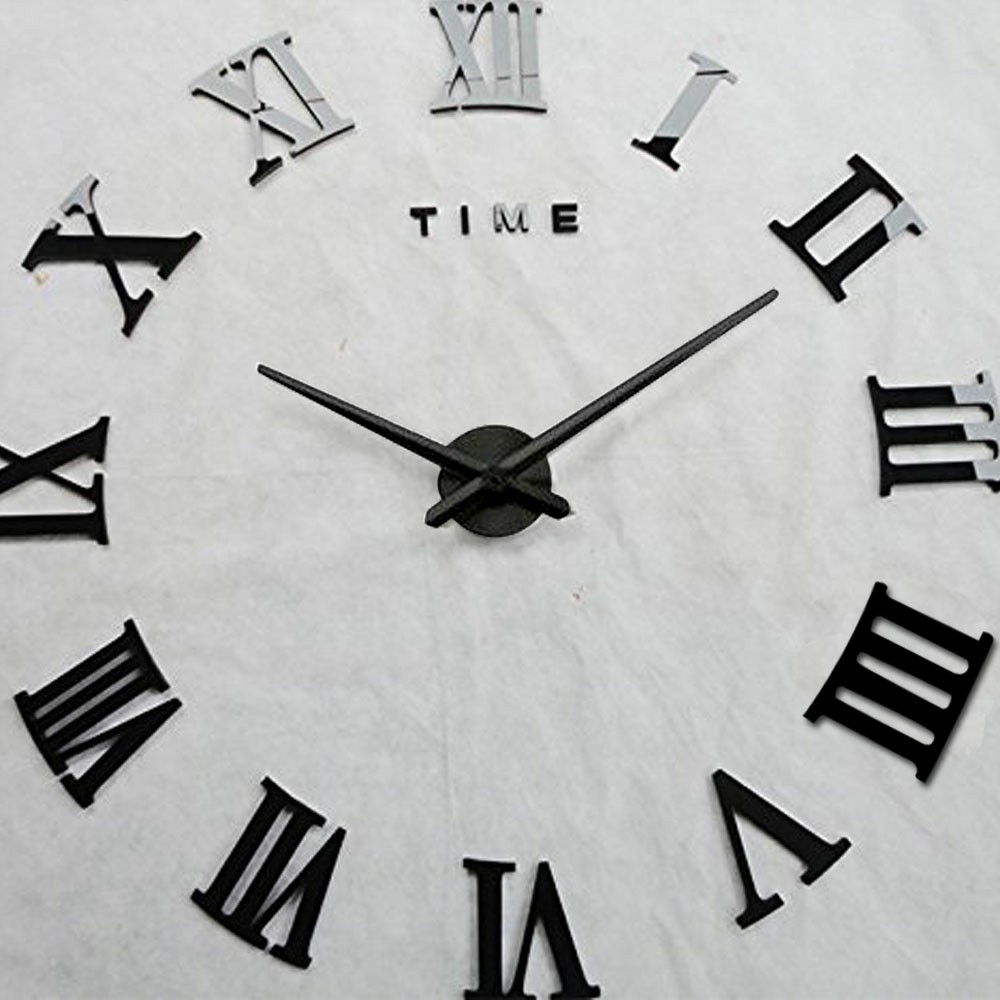 Wall Clocks DIY 3D Wall Clock Roman Numerals Large Mirrors Surface