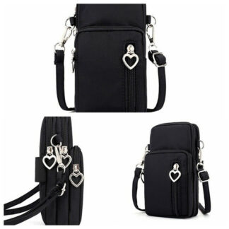 Women Mini Cross-body Mobile Phone Shoulder Bag Pouch Case Handbag Purse Wallet - Black