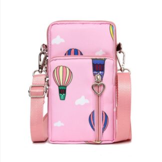 Women Mini Cross-body Mobile Phone Shoulder Bag Pouch Case Handbag Purse Wallet - Pink Balloon